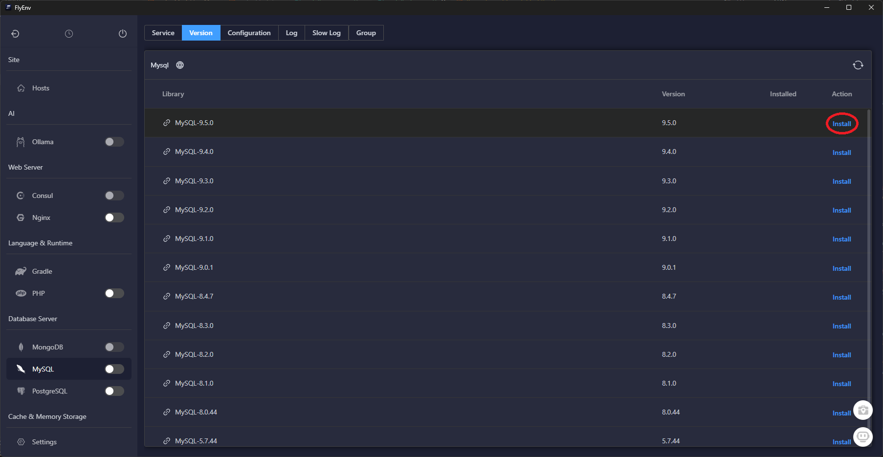 Provisioning MySQL with FlyEnv